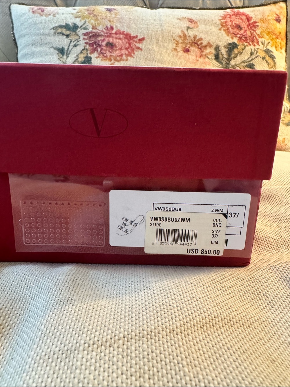 Valentino Flat Black Studded Leather Slide Sandals - Picture 2 of 4
